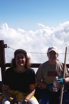 Taking a Break Climbing Mt. Fuji (Scarborough photo)