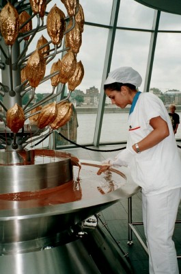 Making Chocolate-Dipped Biscuits/Cookies at Stollwerck (Scarborough photo)