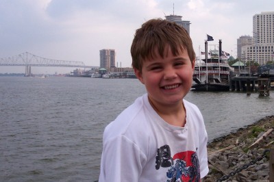 On the Mississippi levee in New Orleans (Scarborough photo)