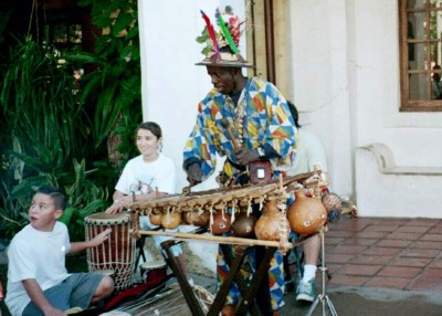 Street performers abound in the African-themed Animal Kingdom, Walt Disney World (Scarborough photo)