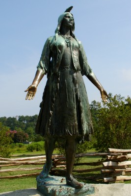 Commemorative statue of Pocahontas at Historic Jamestowne (Scarborough photo)