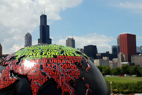 Globe and skyline (courtesy kudzuplanet at flickr's Creative Commons)