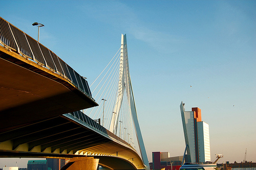 Erasmus Bridge and KPN Building, Rotterdam, the Netherlands (courtesy SvdR on flickr)