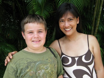 Liza, author of A Maui Blog, and my son Liza, author of A Maui Blog, and my son